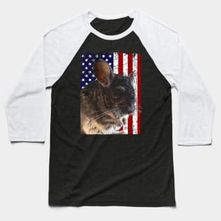 Cute and Cozy Chinchilla USA Flag Tee for Rodent Lovers Baseball T-Shirt